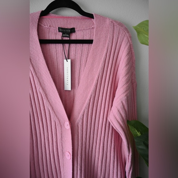 Sanctuary Cardigan Ribbed Barbie Pink - Picture 3 of 5